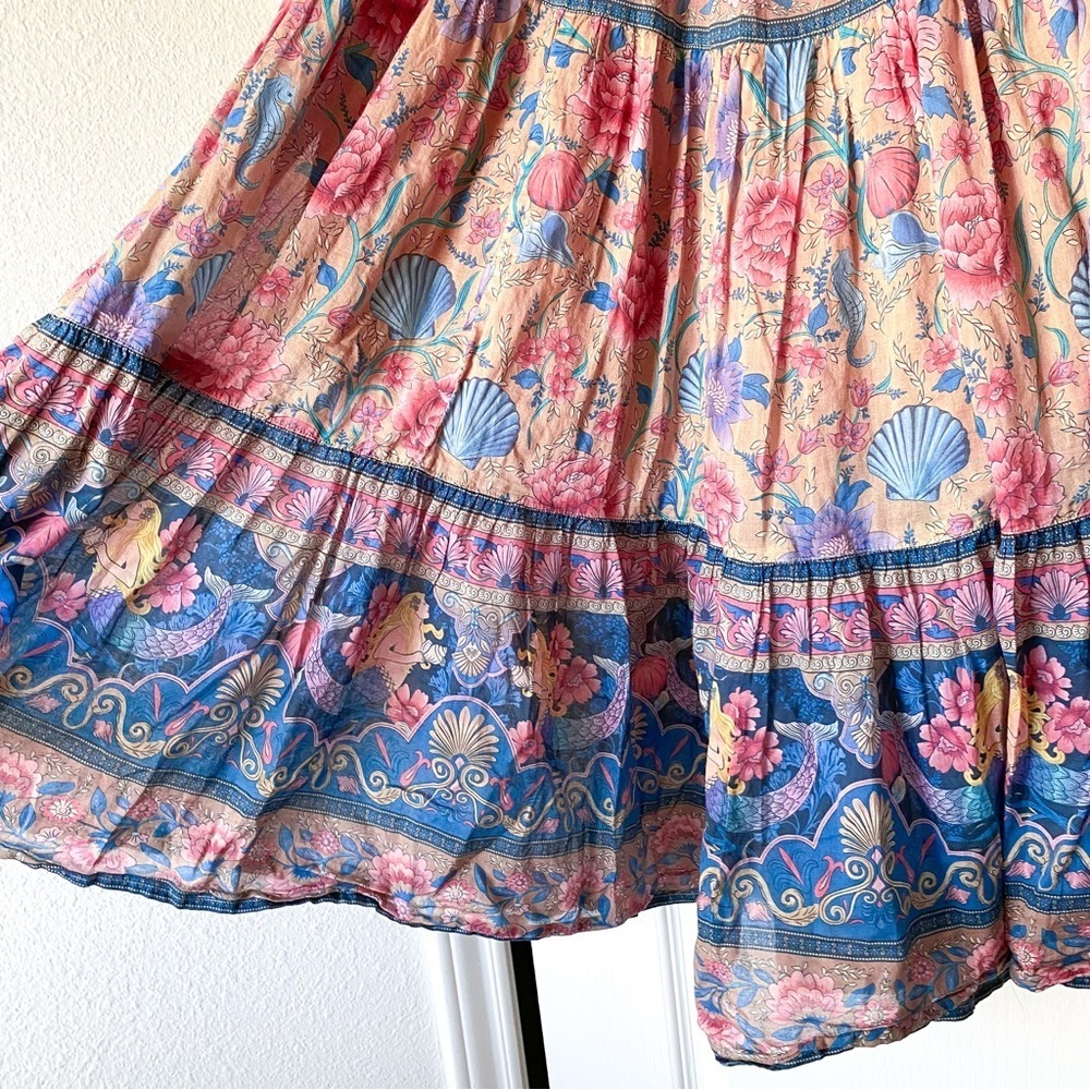 Spell Seashell Maxi Skirt Opal Cotton Floral Mermaid Print Small EUC - Picture 3 of 9